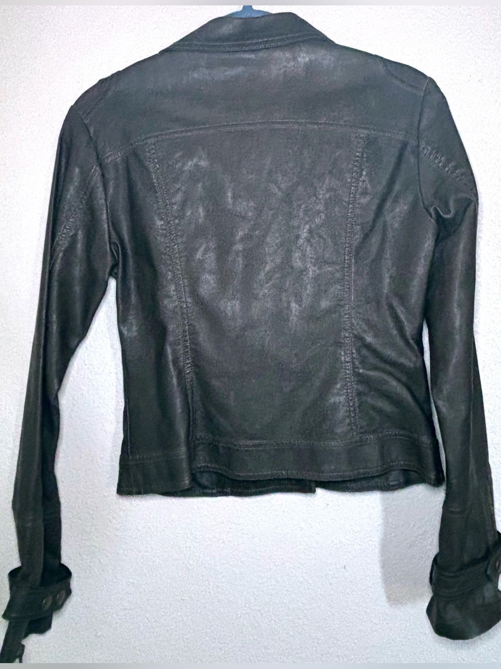 blanc noir Women's Grey Leather  Moto Jacket Sz Small - Picture 3 of 14